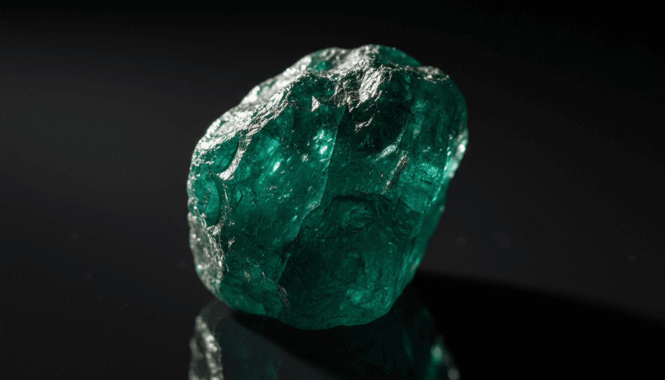 Premium Colombian emerald crystal under macro photography showing natural color and clarity